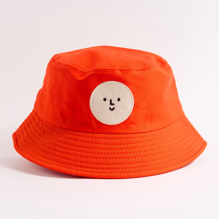 Red Cotton Smiley Logo Bucket Hat