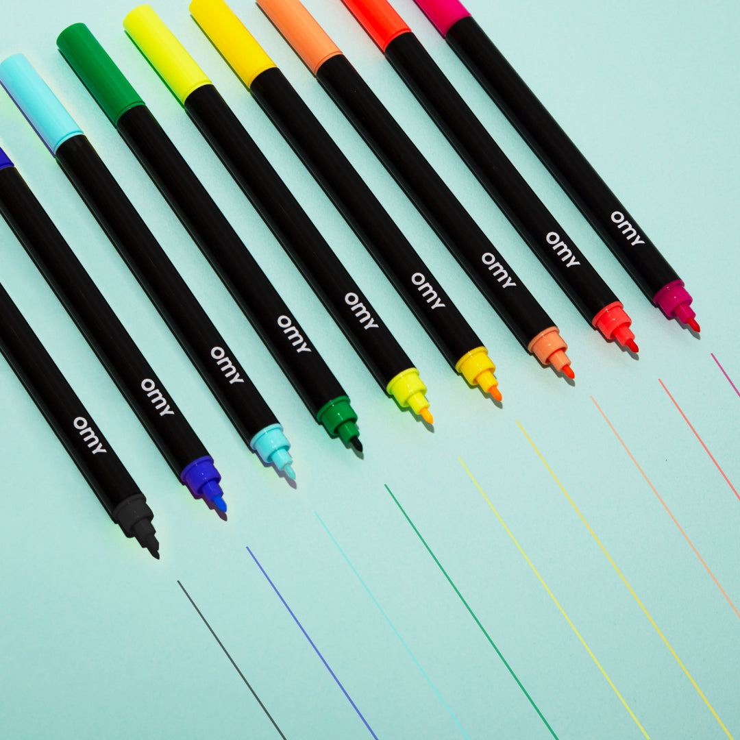 Set of OMY colorful markers.
