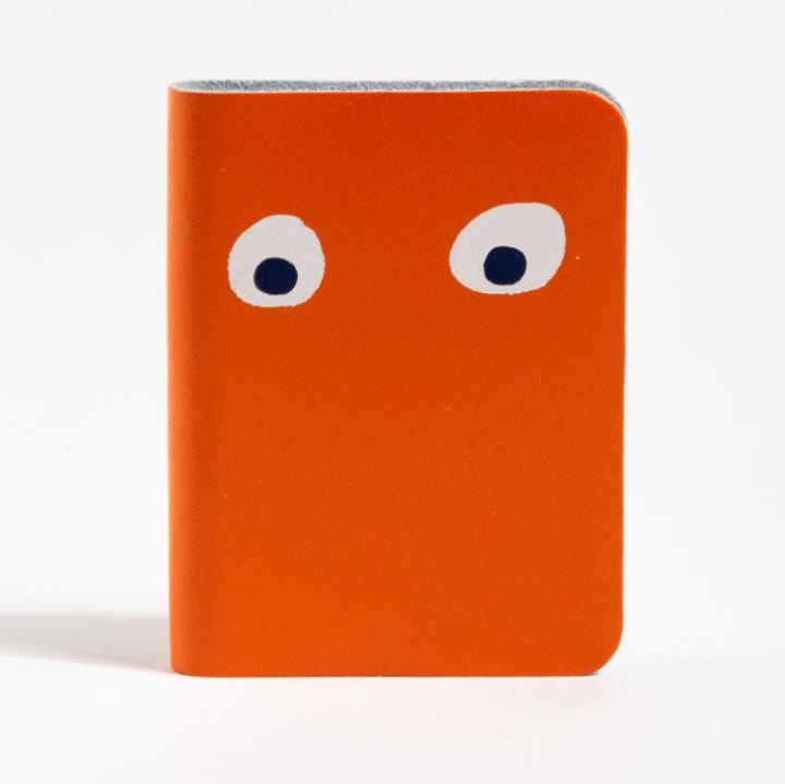Googly Eye Mini Leather Notebook In Orange Color Factory googly-eye-mini-leather-notebook-in-orange-color-factory