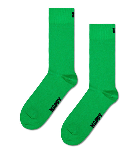 Green Solid Crew Sock