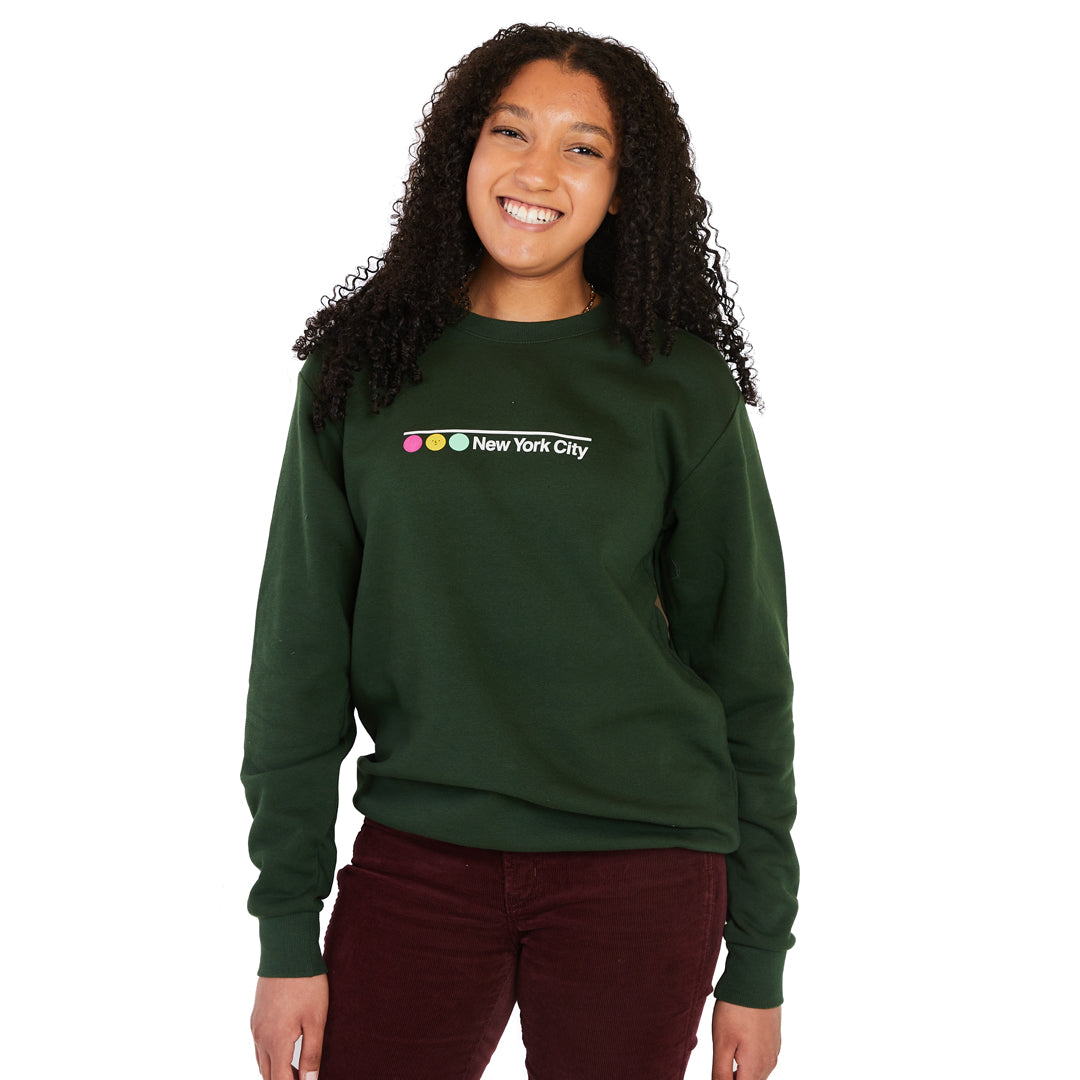 NYC Subway Style Adult Lettering Crewneck Sweatshirt