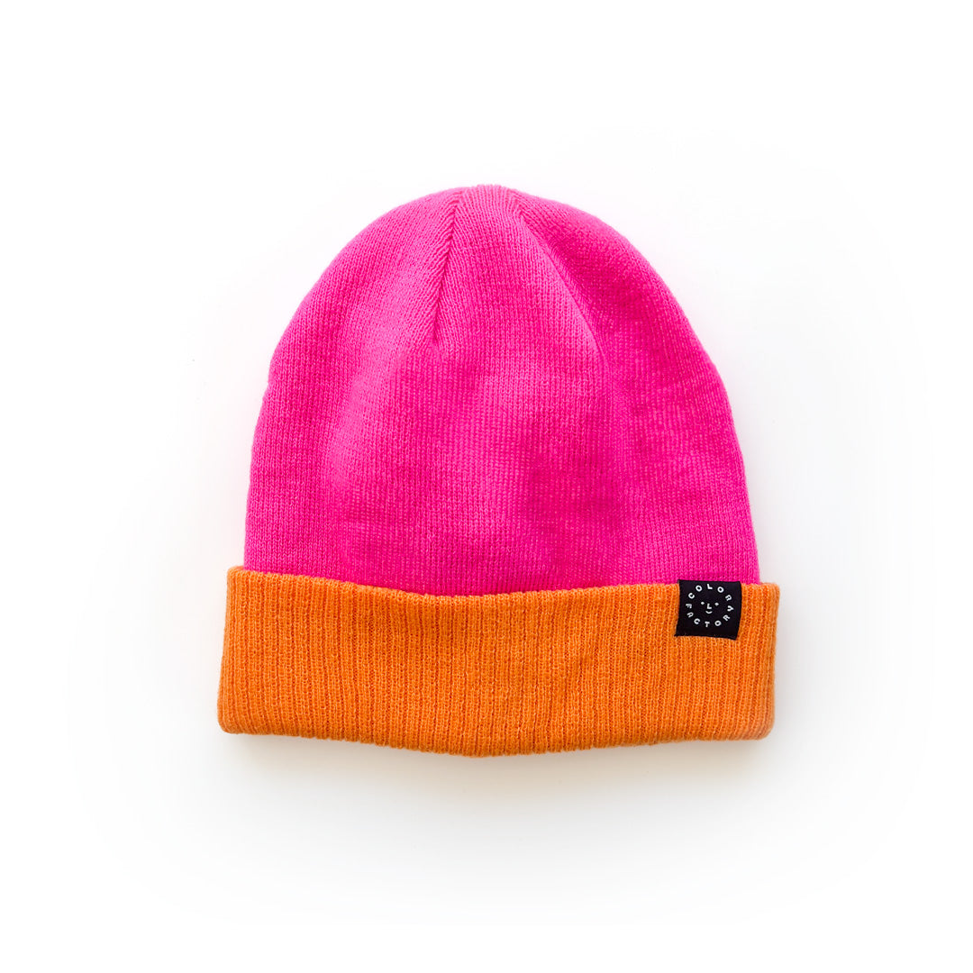 Colorblock Beanie in Pink