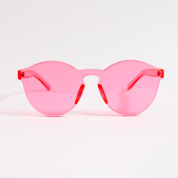 Pink sunglasses on a white background