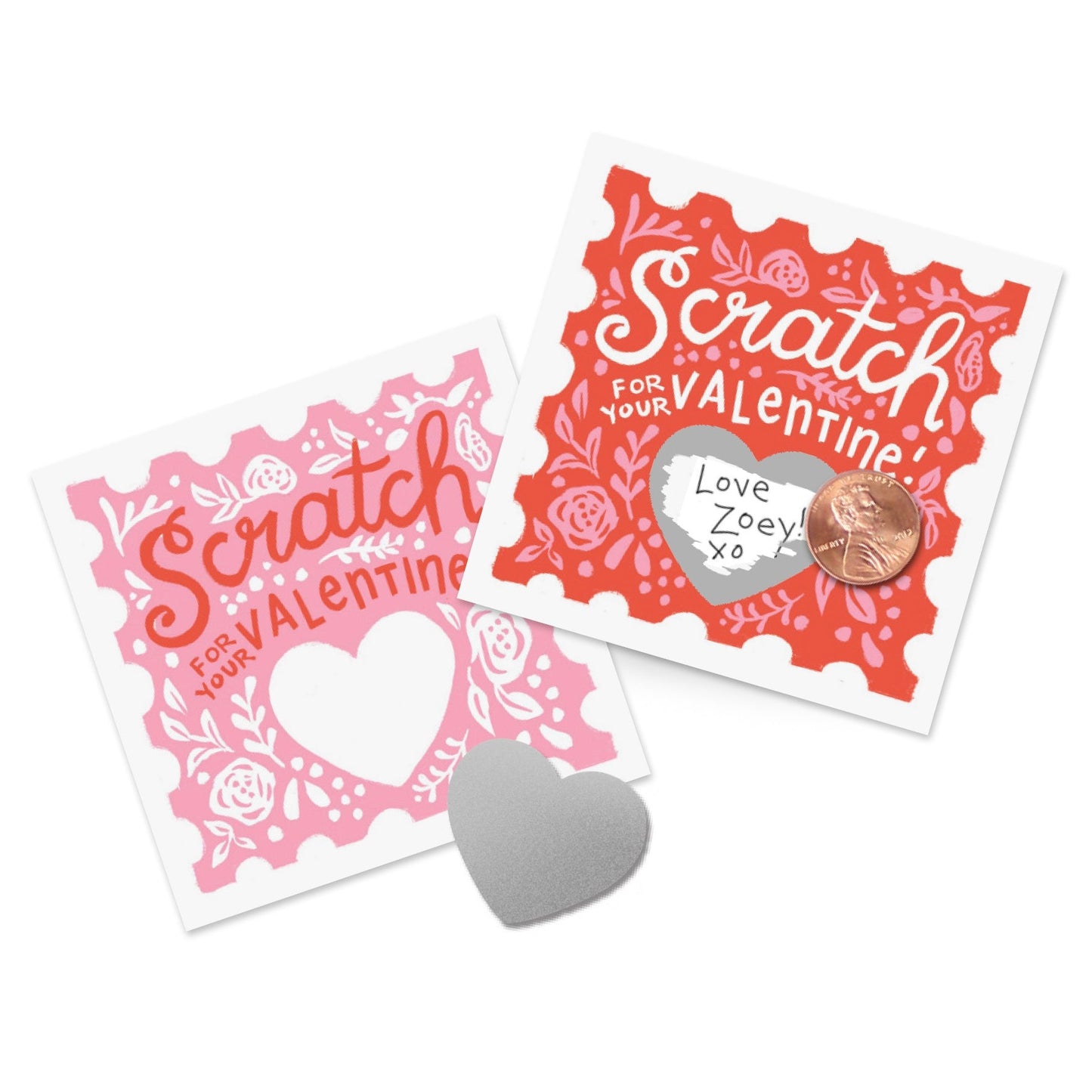 18ct Scratch Off Floral Valentines