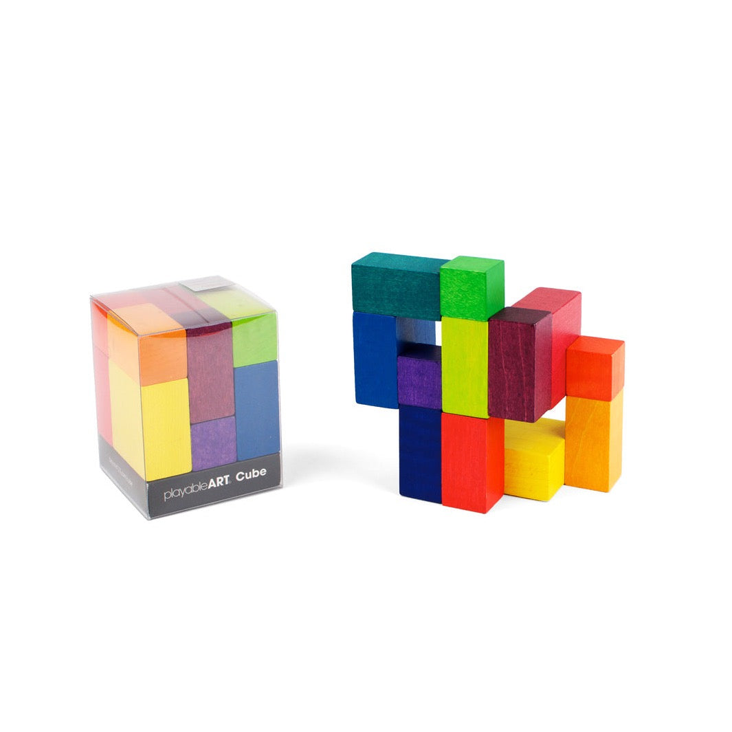 Rainbow Wooden Playable Art Cube