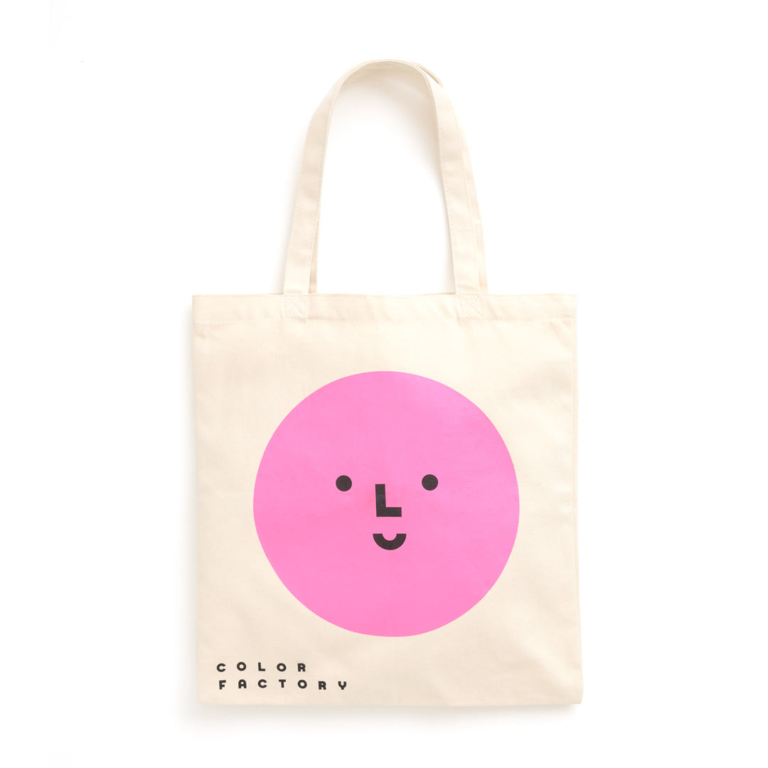 Pink & Cream Smiley Logo Canvas Tote