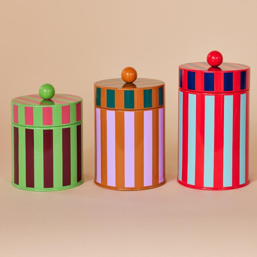 Tall Striped Canister