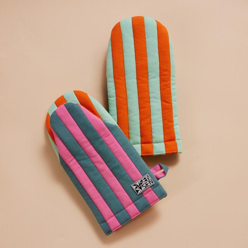 Striped Oven Mitt in Ginger