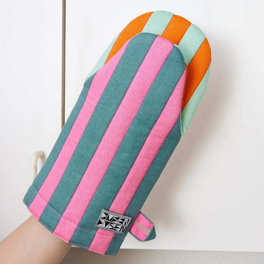 Striped Oven Mitt in Ginger