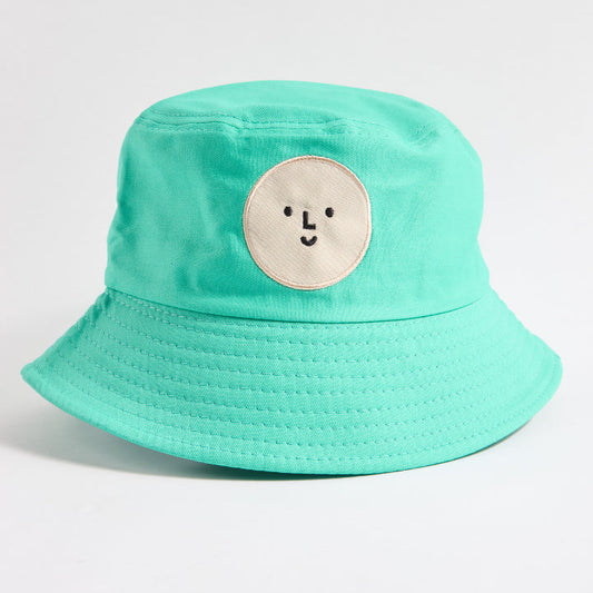 Green Cotton Smiley Logo Bucket Hat