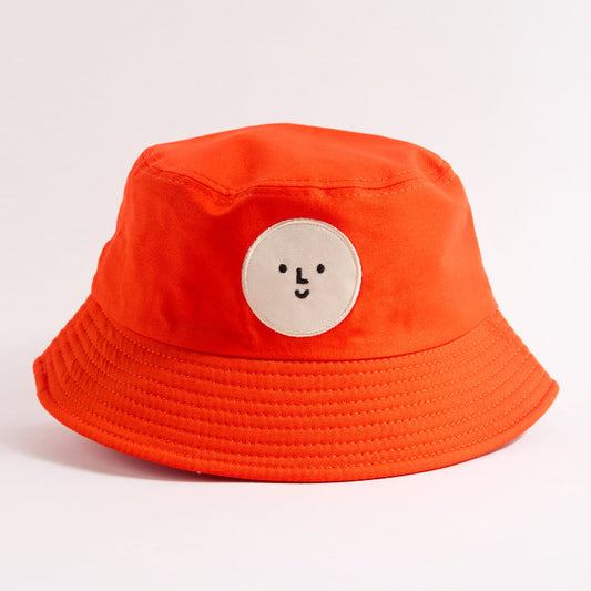 Red Cotton Smiley Logo Bucket Hat