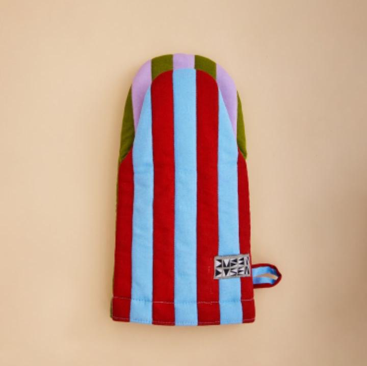 Striped Oven Mitt in Eggplant