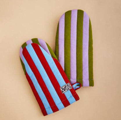 Striped Oven Mitt in Eggplant