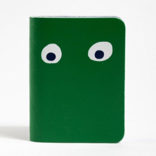 Googly Eye Mini Leather Notebook in Green