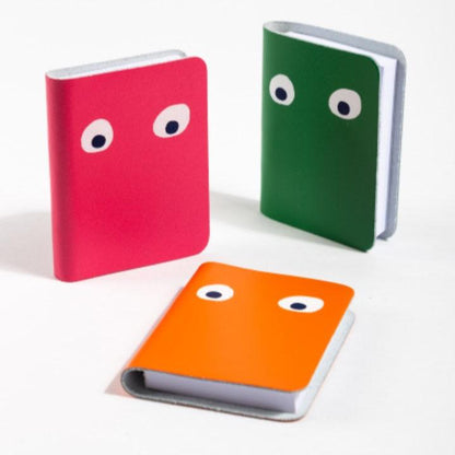 Googly Eye Mini Leather Notebook in Orange