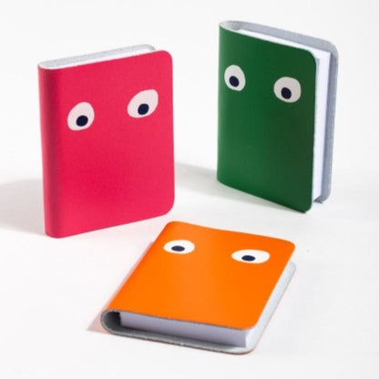 Googly Eye Mini Leather Notebook in Pink