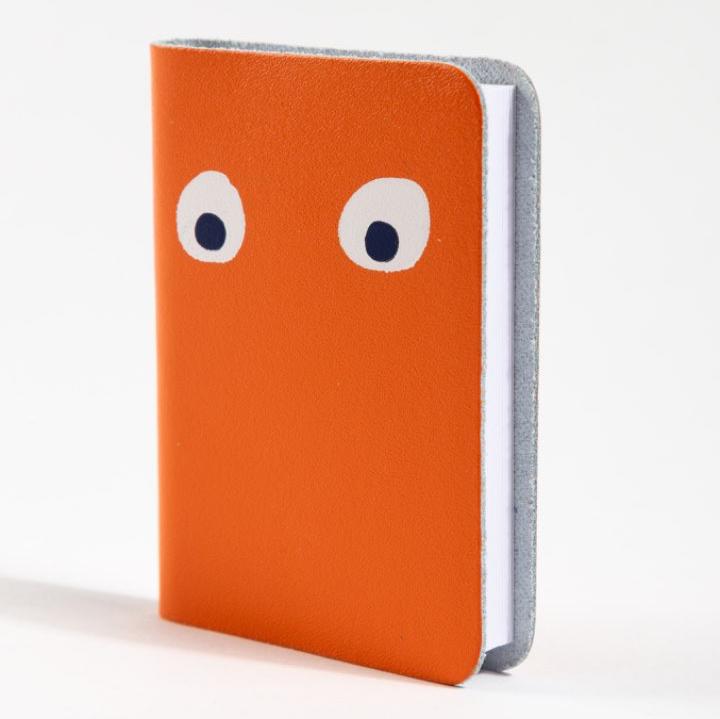 Googly Eye Mini Leather Notebook in Orange