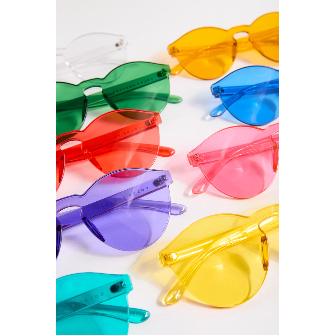 Colorful sunglasses on a white background