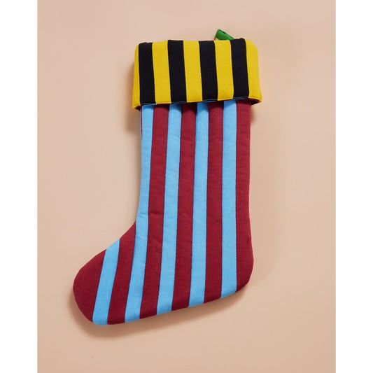 Striped Holiday Stocking in Mustard