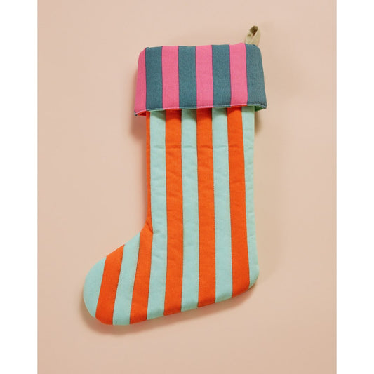 Striped Holiday Stocking in Ginger