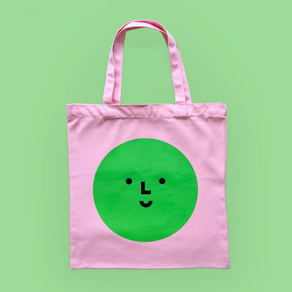 "Pink Goes Good with Green" Smiley Logo Tote