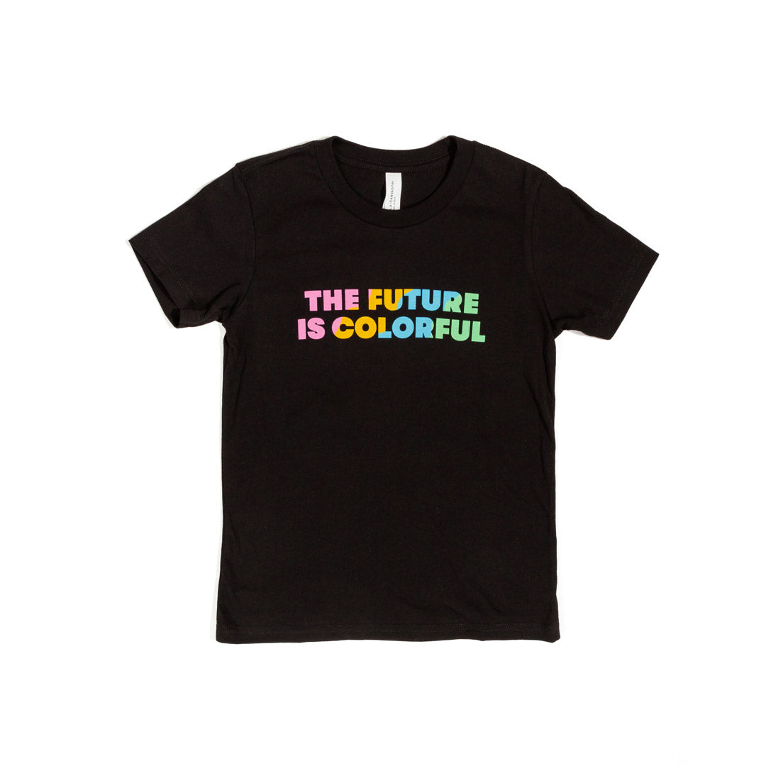 "The Future is Colorful" Screen Printed Black Youth T-Shirt
