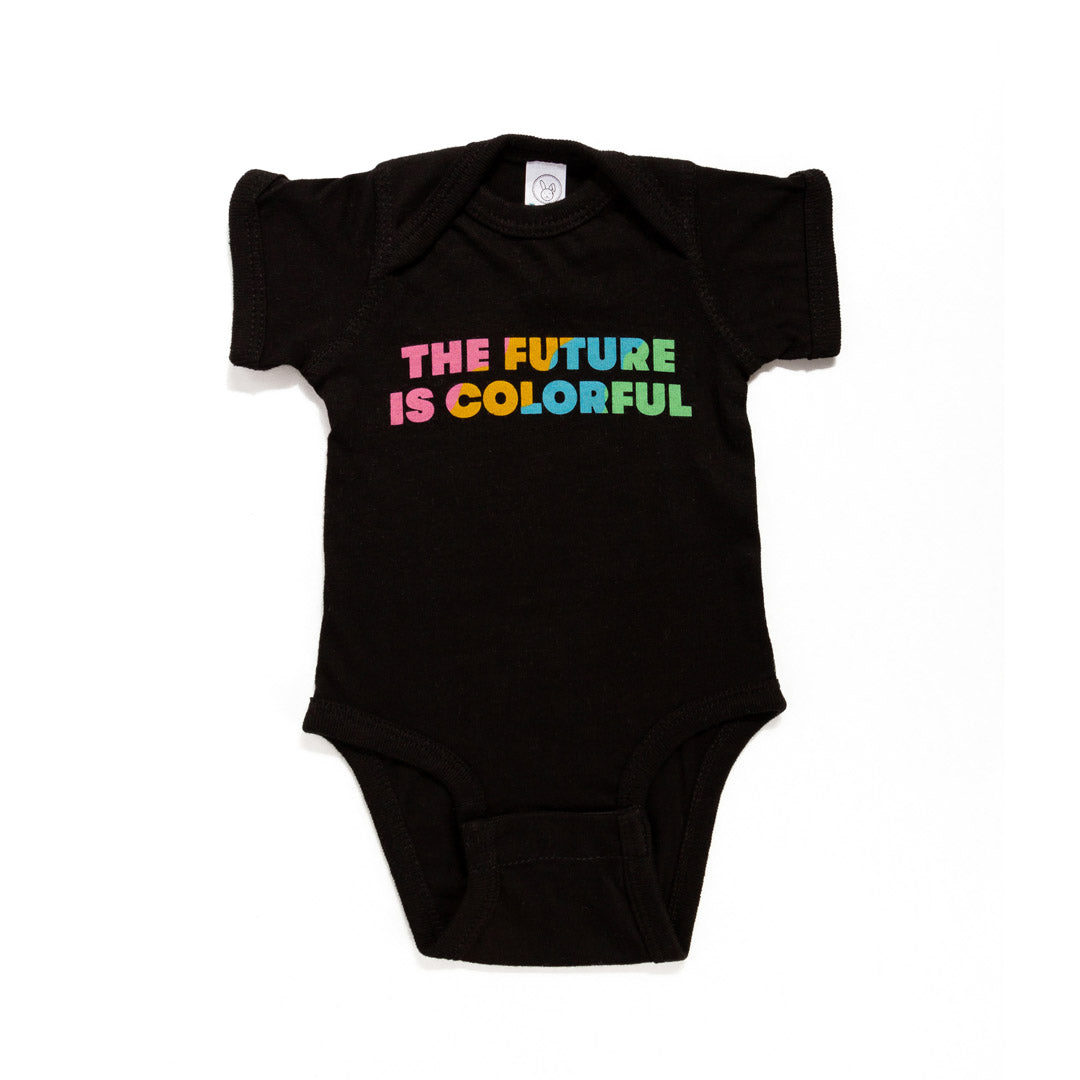 "The Future is Colorful" Screen Printed Black Onesie