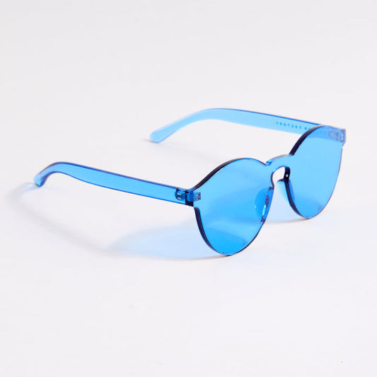 Blue sunglasses on a white background