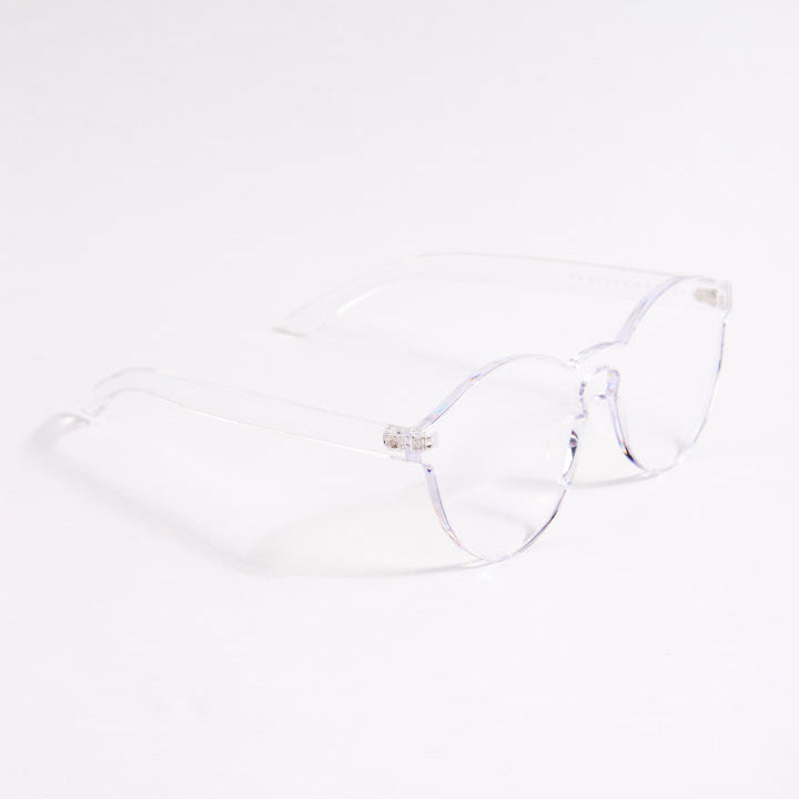 Clear eyeglasses on a white background