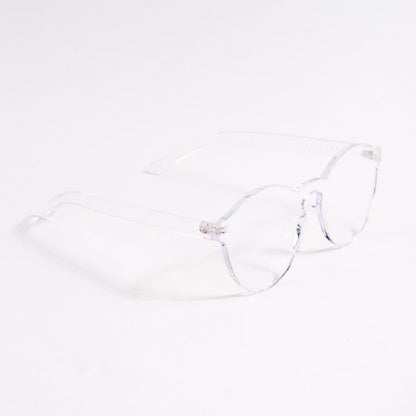 Clear eyeglasses on a white background