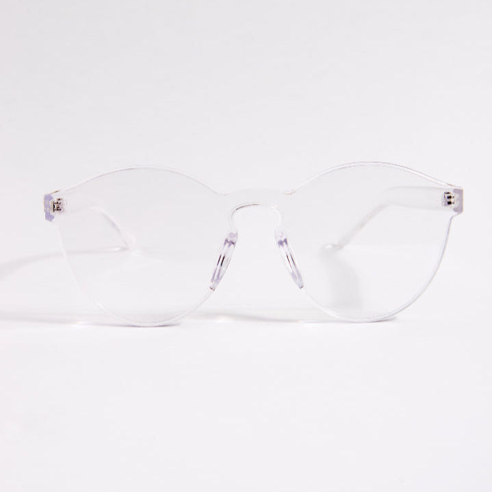 Clear eyeglasses on a white background