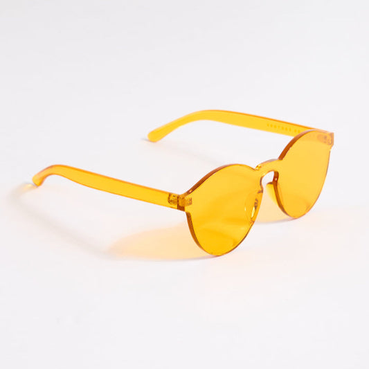 Orange sunglasses on a white background