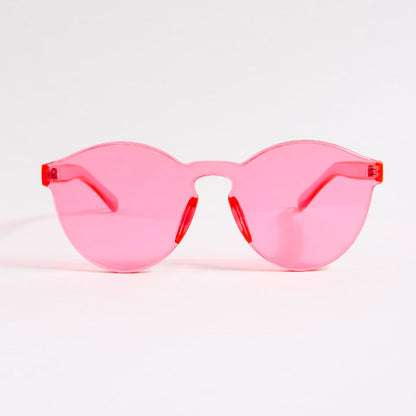 Pink sunglasses on a white background