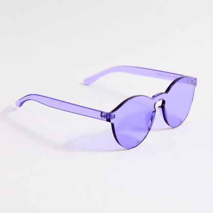 Purple sunglasses on a white background