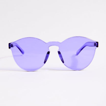 Purple sunglasses on a white background