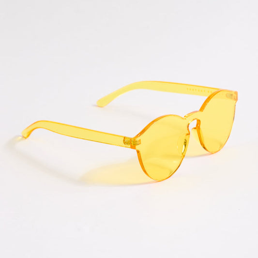 Yellow sunglasses on a white background