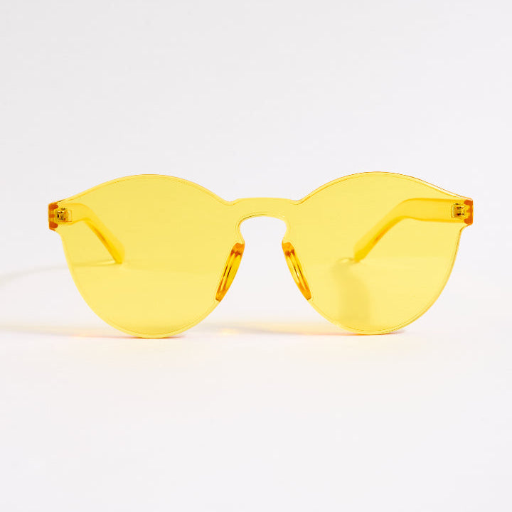Yellow sunglasses on a white background