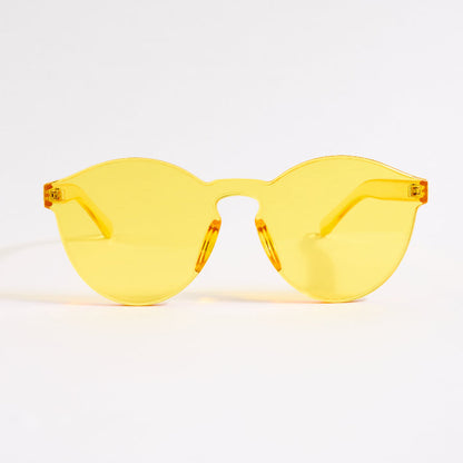 Yellow sunglasses on a white background
