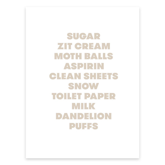 White Favorite Things Poster