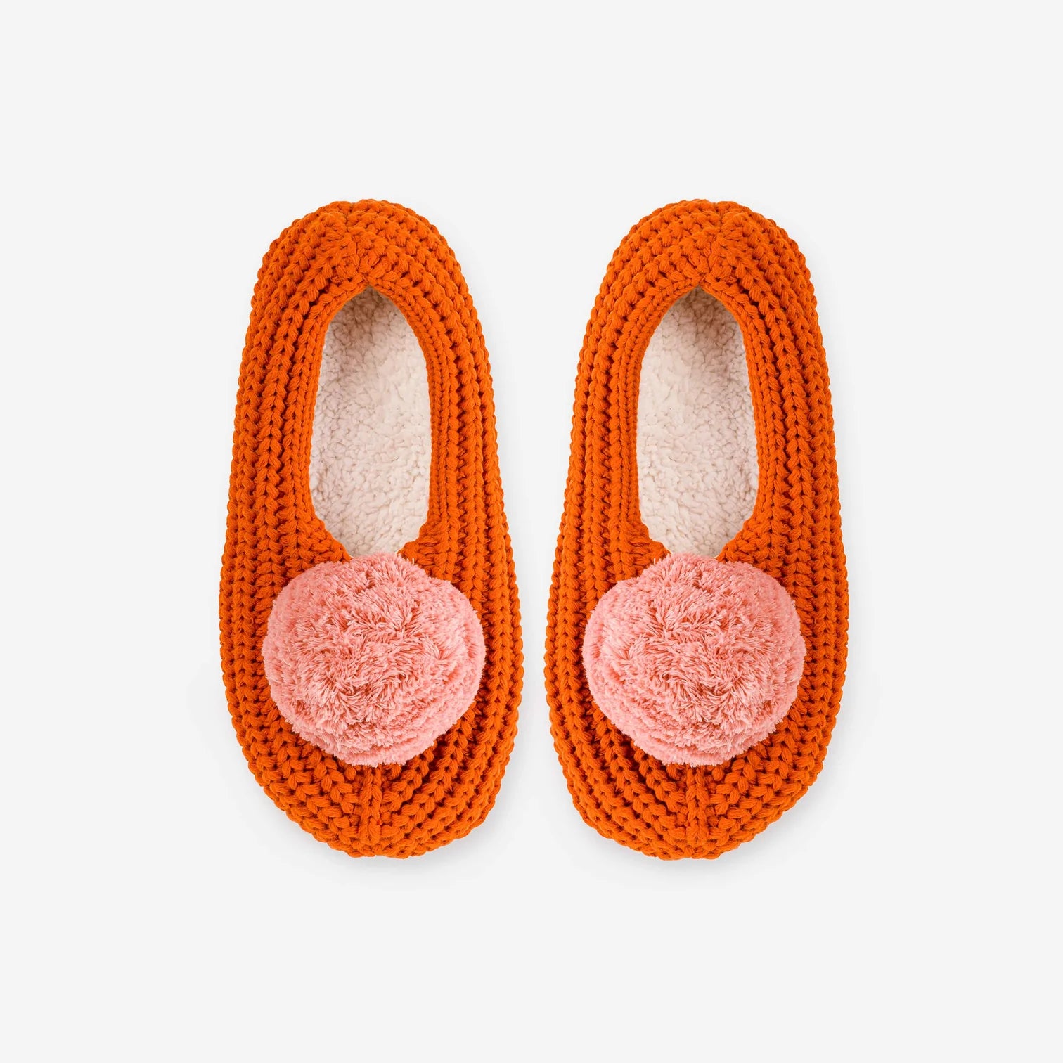 Chunky Rib Pompom Knit Slippers