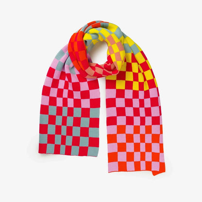 Multicolor Checkered Knit Scarf