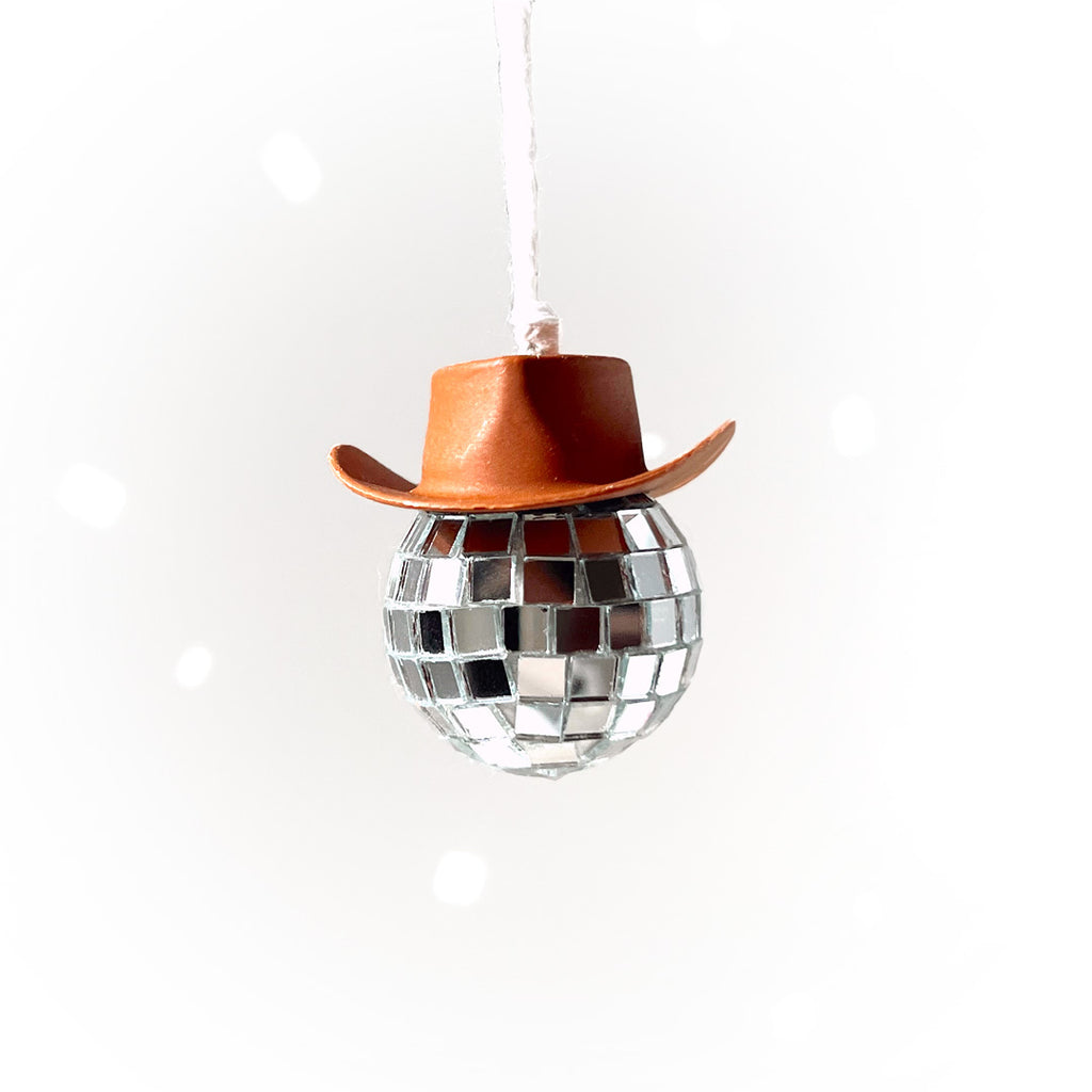Mini Disco Ball with Cowboy Hat