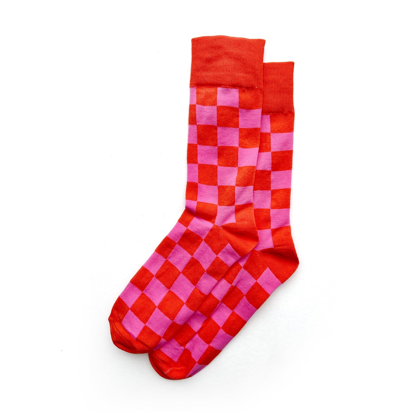 Red and Pink Checkered Socks