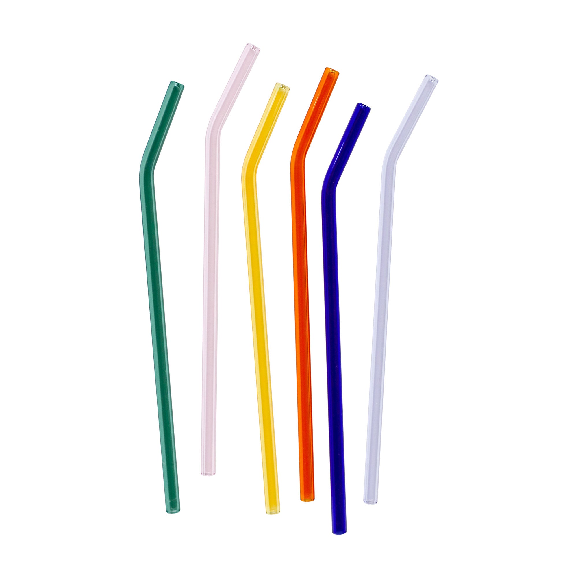  Reusable Glass Drinking Straws Set Of 6, Multi-Color
