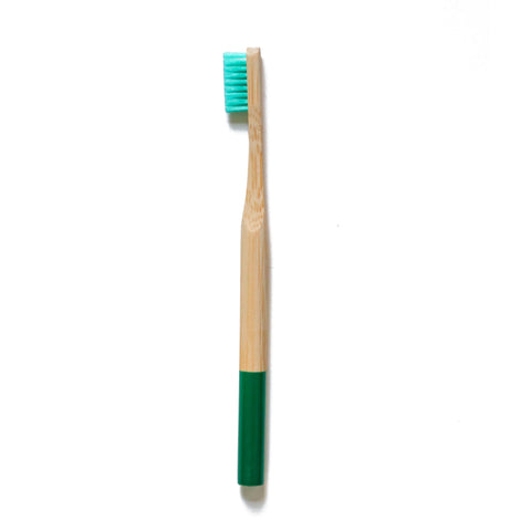 5 colorful bamboo toothbrushes. Comes in 5 colors: pink, green, red, blue, and yellow.